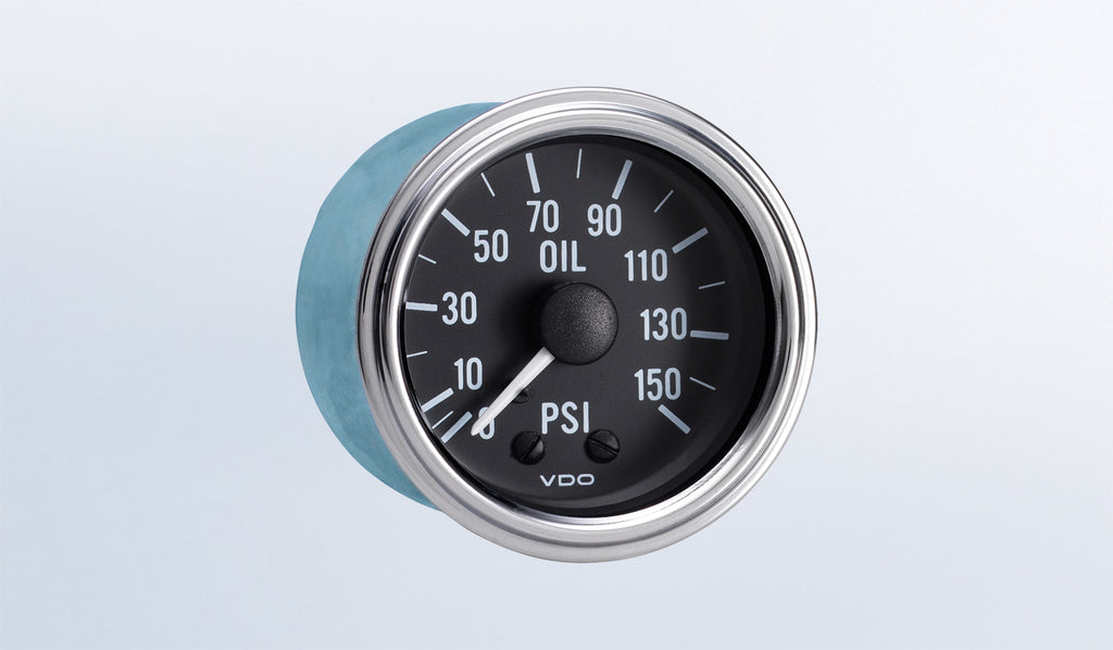 VDO 150-3061 Series 1 2-1/16" 150 PSI Mechanical Oil Pressure Gauge with Tubing Kit