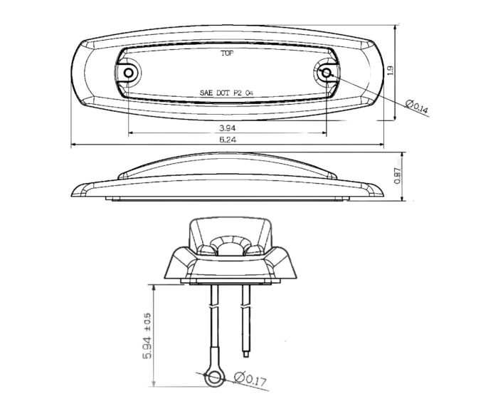 Red Rectangular LED Marker Light- 2673