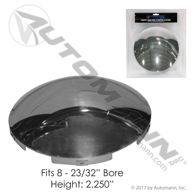 Automann 562.B1501SS-BP Stainless Steel Front Hub Cap – 5 Notch, 7/16" Lip