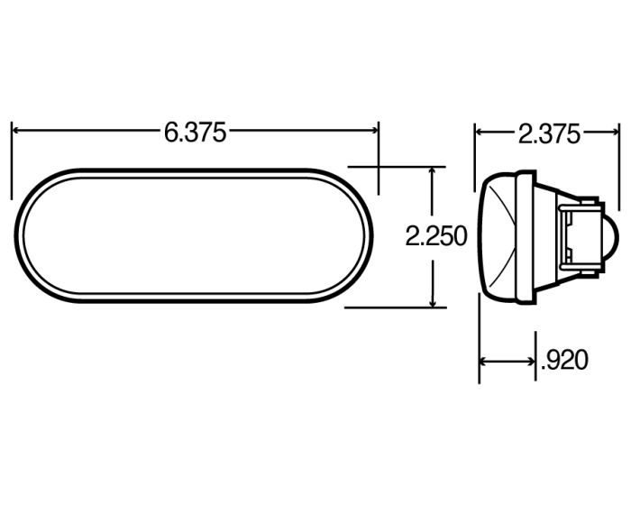 60004C- 6" Oval Clear Back Up Light w/ Grommet