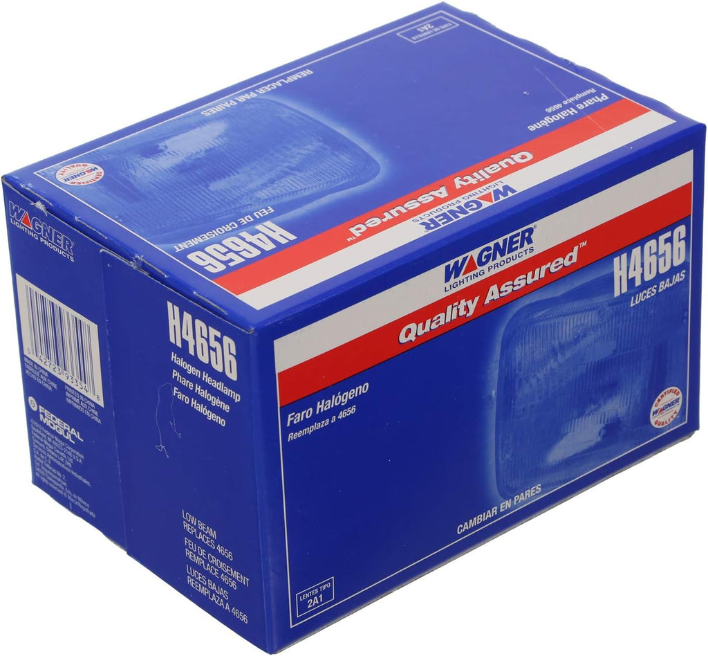 Wagner H4656 Standard Halogen Sealed Beam Headlight Bulb – Rectangular 100 x 165 mm, 12.8V, 35W