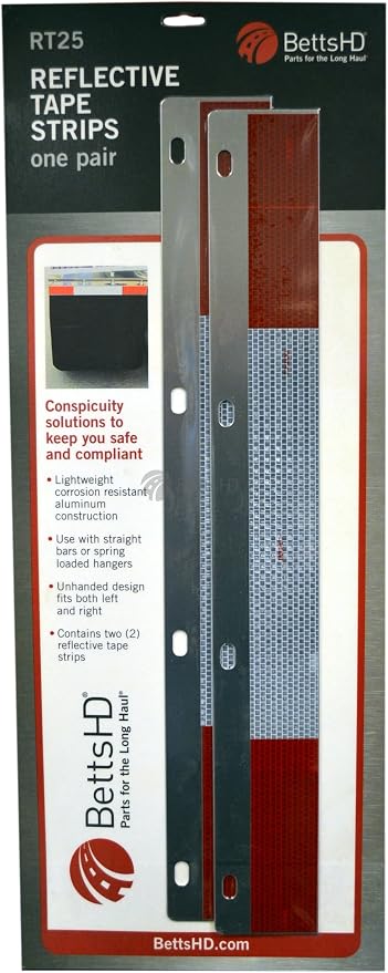 Betts RT25 Straight Aluminum Reflective Mud Flap Strips – Pair