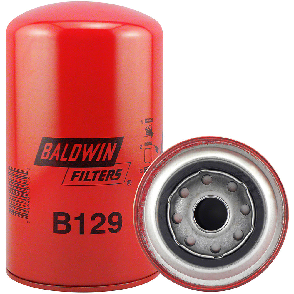 Baldwin B129 Full-Flow Lube Spin-On Oil Filter – 1"-12 Thread, 7-3/8" Length