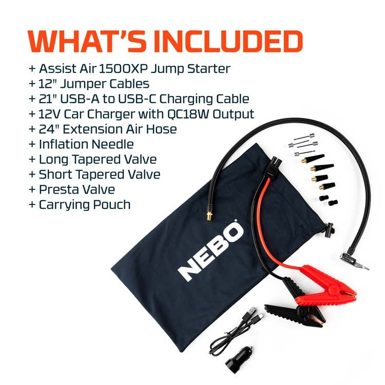 NEBO Assist Air 1500XP 1500 Amp Jump Starter & 150 PSI Air Compressor – NEB-JMP-0005