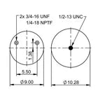 Continental ContiTech 77391 Air Spring Rolling Lobe 9 10P-18.5 P 195 – Heavy Duty Suspension